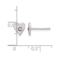 Sterling Silver Madi K RH-plated Pink Crystal Heart Post Earring