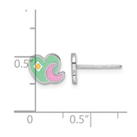 Sterling Silver RH-plated Enamel Heart And Moon Post Earrings