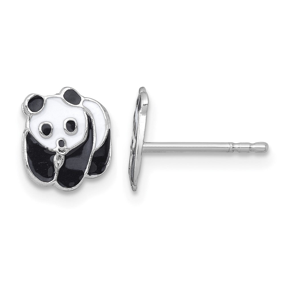 SS Madi K RH-plated Enamel Black And White Panda Post Earrings