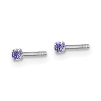 Sterling Silver Madi K RH-plat Purple 2mm CZ Stud Post Earrings