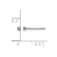 Sterling Silver Madi K RH-plat Purple 2mm CZ Stud Post Earrings