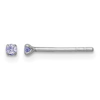 Sterling Silver Madi K RH-plat Purple 2mm CZ Stud Post Earrings