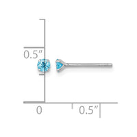 Sterling Silver Madi K RH-plated Blue 3mm CZ Stud Post Earrings