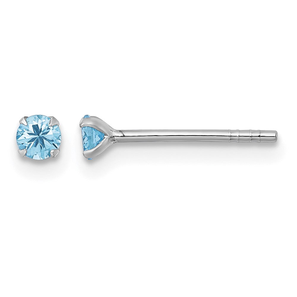 Sterling Silver Madi K RH-plated Blue 3mm CZ Stud Post Earrings