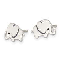 Sterling Silver Polished Enameled Elephant Post Earrings