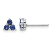 Sterling Silver Rhodium-plated Polished Sapphire Petite Post Earrings