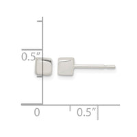 Sterling Silver Polished 4mm Square Cube Earrings