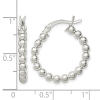 Sterling Silver Polished Beaded Hoop Earrings