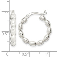 Sterling Silver Polished Beaded Hoop Earrings