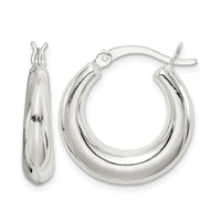 Sterling Silver Polished & Tapered Round Hoop Earrings