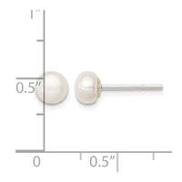 Sterling Silver White FW Cultured Pearl 5-6mm Button Earrings