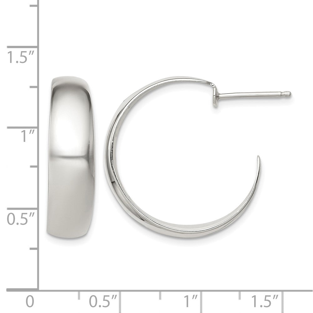 Sterling Silver Rhodium-plated Fancy J-Hoop Post Earrings