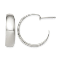 Sterling Silver Rhodium-plated Fancy J-Hoop Post Earrings