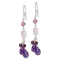 Sterling Silver Amethyst/Lavender Quartz/Crystal Dangle Earrings
