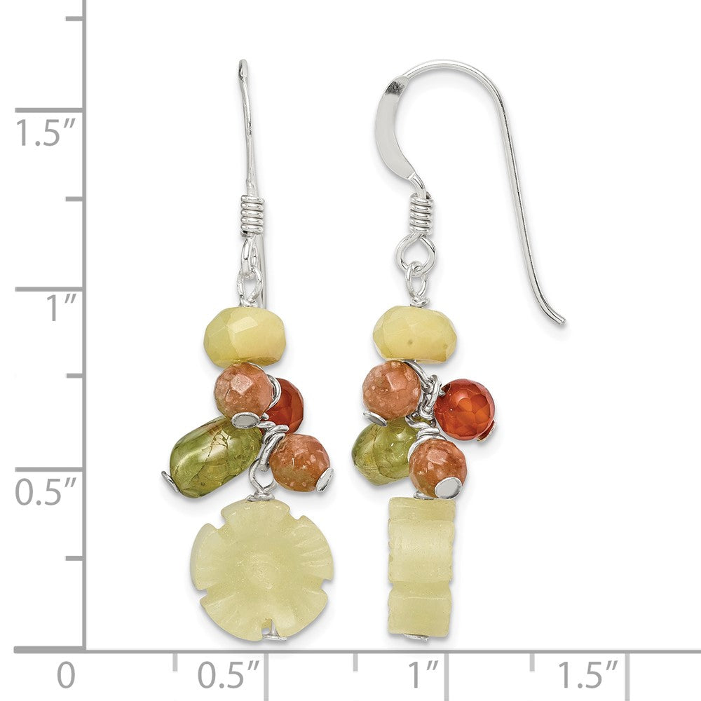 Sterling Silver Jade/Unikite/Peridot/Aventurine/Carnelian Dangle Earrings