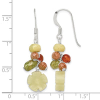 Sterling Silver Jade/Unikite/Peridot/Aventurine/Carnelian Dangle Earrings