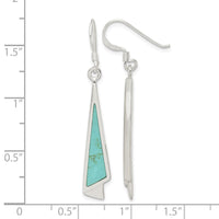 Sterling Silver Polished Fancy Triangle Turquoise Dangle Earrings