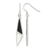 Sterling Silver Polished Onyx & Mother of Pearl Dangle Earrings
