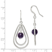 Sterling Silver Polished Amethyst Teardrop Dangle Earrings