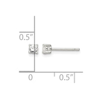 Sterling Silver 3mm Round Basket Set CZ Stud Earrings
