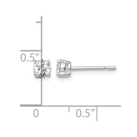Sterling Silver 4mm Round Basket Set CZ Stud Earrings