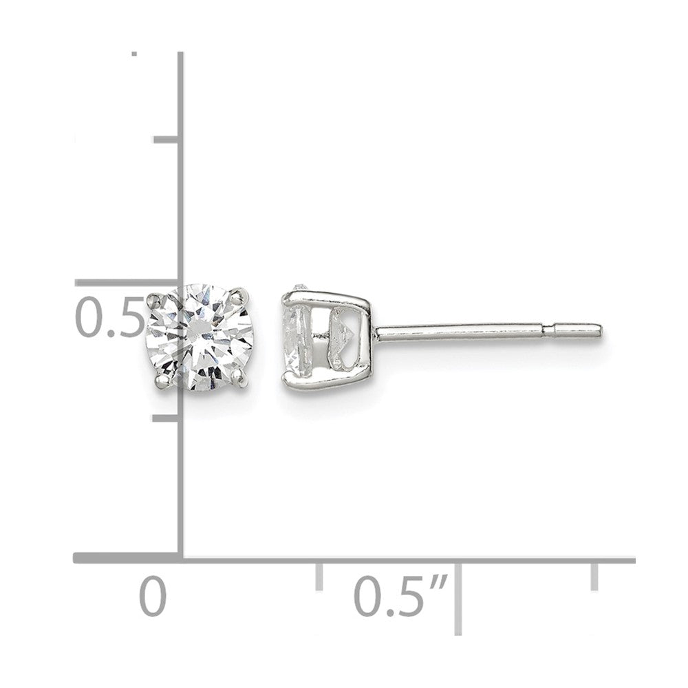 Sterling Silver 5mm Round Basket Set CZ Stud Earrings