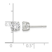 Sterling Silver 6mm Round Basket Set CZ Stud Earrings