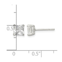 Sterling Silver 5mm Square CZ Basket Set Stud Earrings