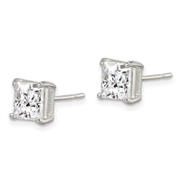 Sterling Silver 6mm Square CZ Basket Set Stud Earrings