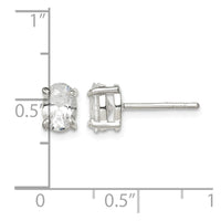 Sterling Silver Polished 5x7mm Oval Basket Set CZ Stud Earrings