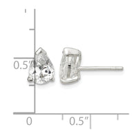 Sterling Silver Polished 5x7mm Pear Basket Set CZ Stud Earrings