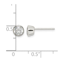 Sterling Silver Polished 5mm Round CZ Bezel Set Stud Earrings