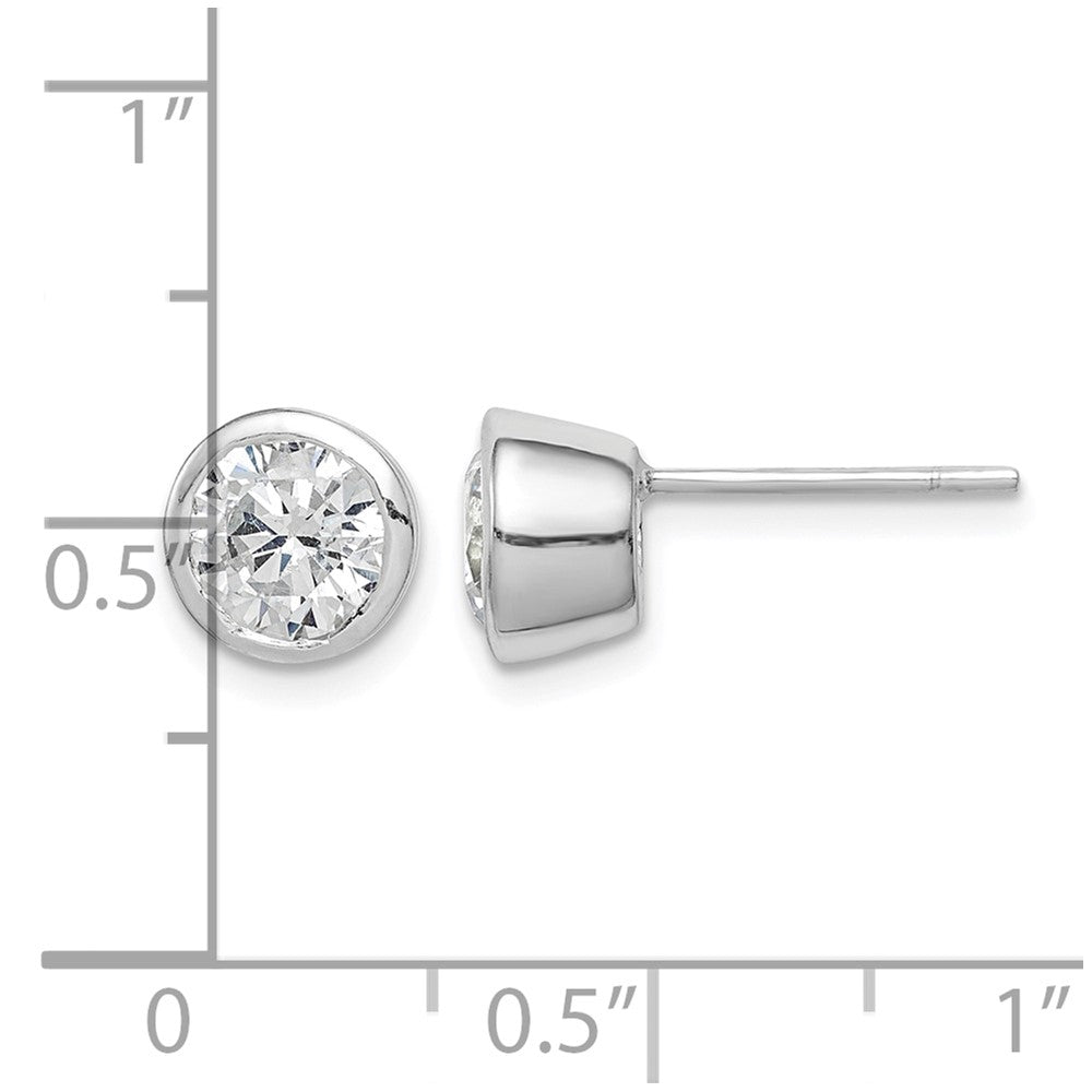 Sterling Silver Polished 6mm Round CZ Bezel Set Stud Earrings