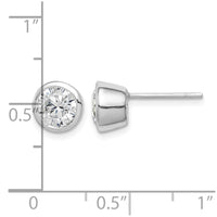 Sterling Silver Polished 6mm Round CZ Bezel Set Stud Earrings