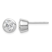 Sterling Silver Polished 6mm Round CZ Bezel Set Stud Earrings
