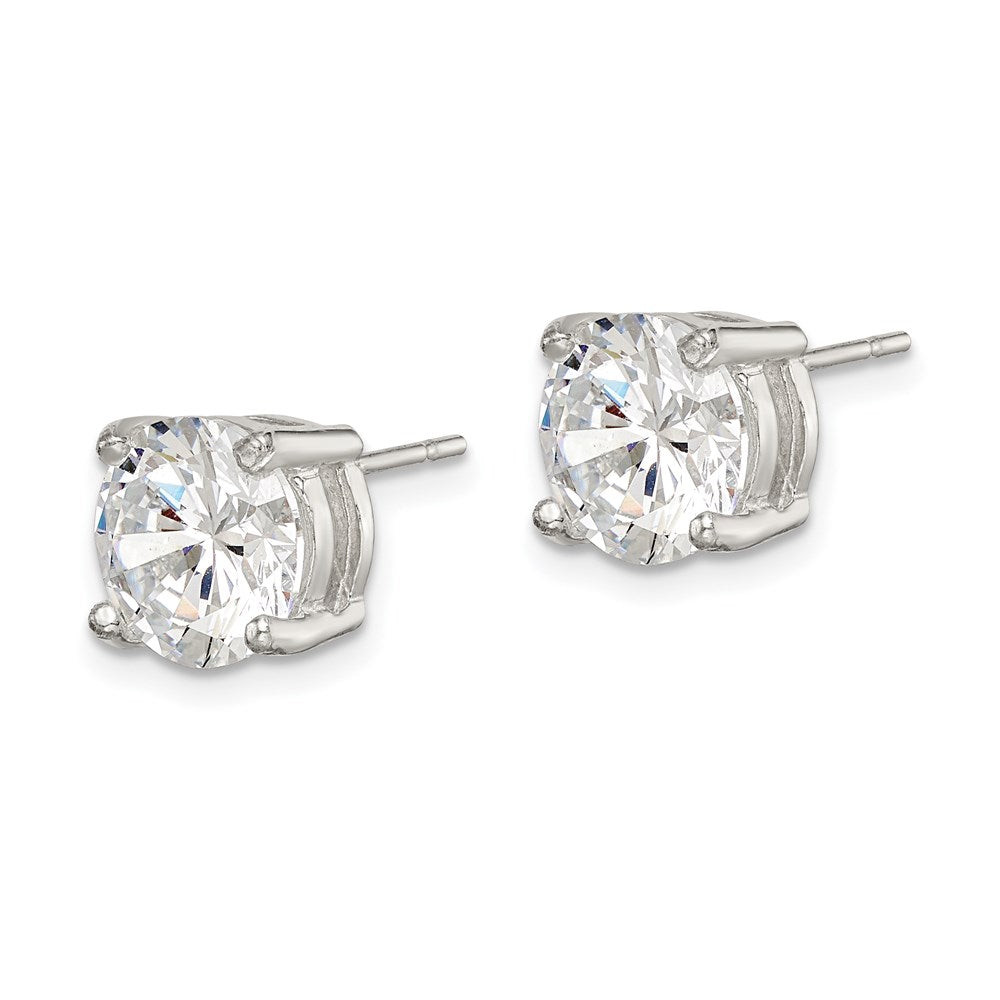 Sterling Silver Polished 8mm Round CZ Stud Earrings