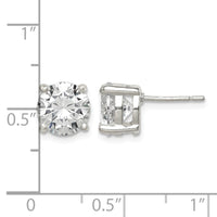 Sterling Silver Polished 8mm Round CZ Stud Earrings
