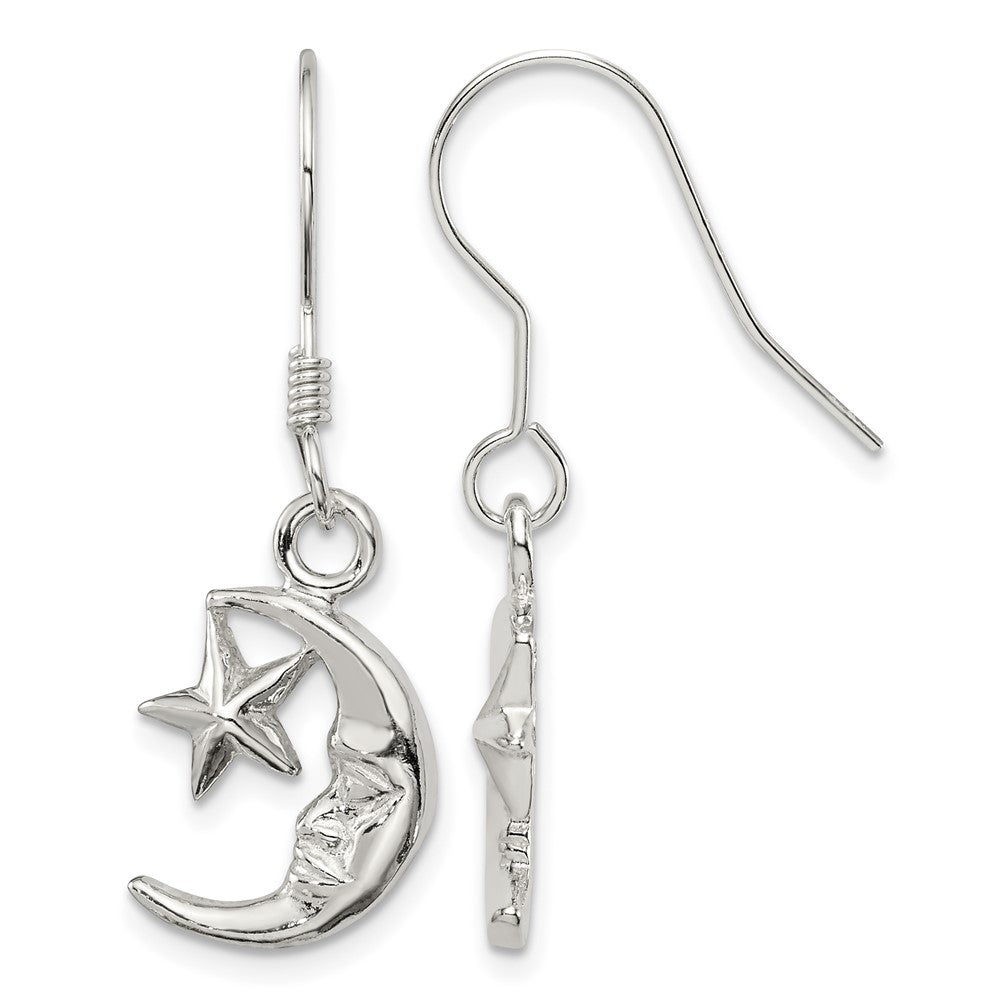 Sterling Silver Moon and Star Earrings