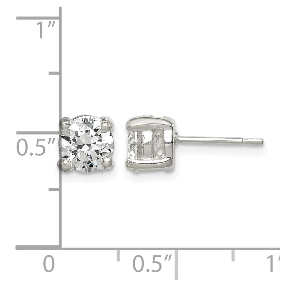 Sterling Silver Polished 6mm Round CZ Stud Earrings