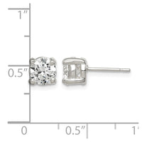 Sterling Silver Polished 6mm Round CZ Stud Earrings