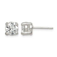 Sterling Silver Polished 6mm Round CZ Stud Earrings