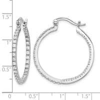 Sterling Silver Rhodium-plated CZ IN/OUT Hoop Earrings