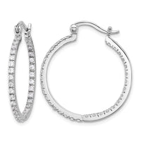 Sterling Silver Rhodium-plated CZ IN/OUT Hoop Earrings