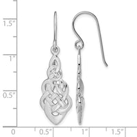 Sterling Silver RH-plated Polished Celtic Knot Dangle Earrings