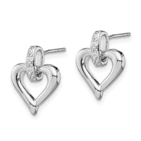 Sterling Silver Rhodium Heart w/Diam. Earrings