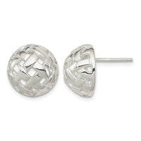 Sterling Silver 14mm Fancy Button Post Earrings