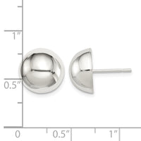 Sterling Silver Polished 12mm Button Earrings