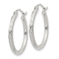 Sterling Silver 2mm Diamond Cut Hoop Earrings