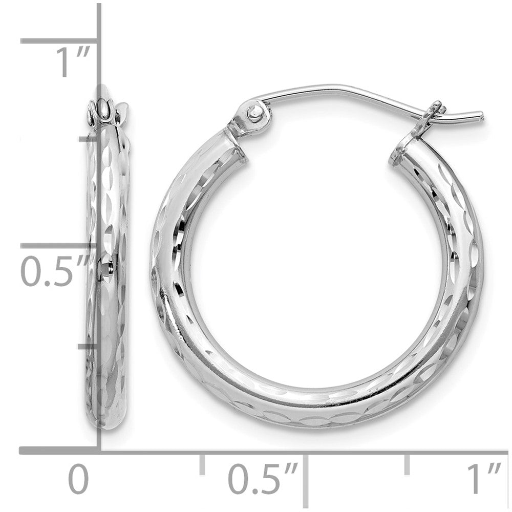 Sterling Silver Rhodium-plated 2.5mm Diamond-cut Hoop Earrings