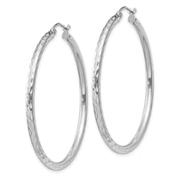Sterling Silver Rhodium-plated 2.5mm Diamond-cut Hoop Earrings